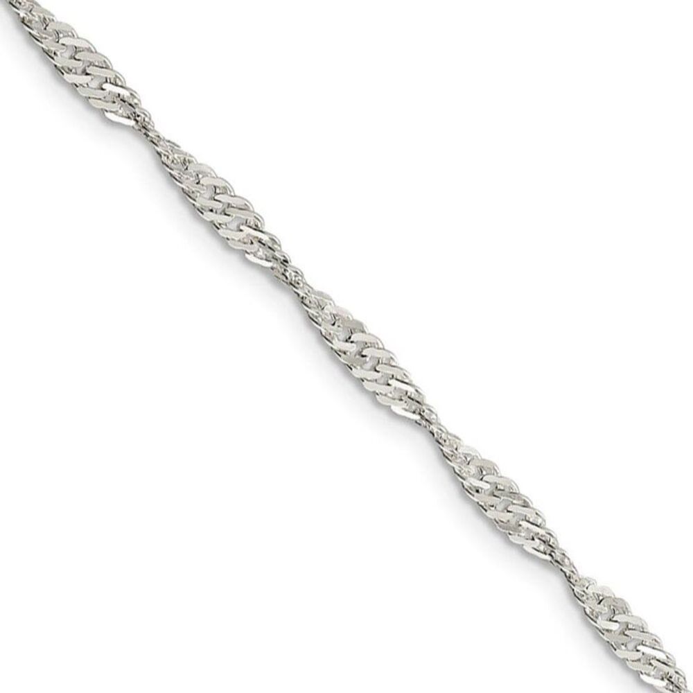 3mm, Sterling Silver Singapore Chain Bracelet, 7 Inch
